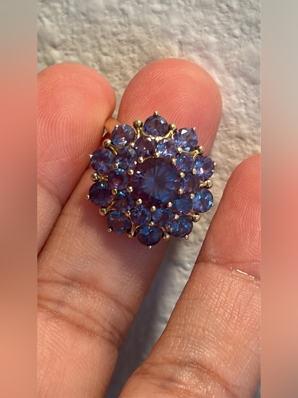 10k Gold Created Alexandrite ClusterRing by STS